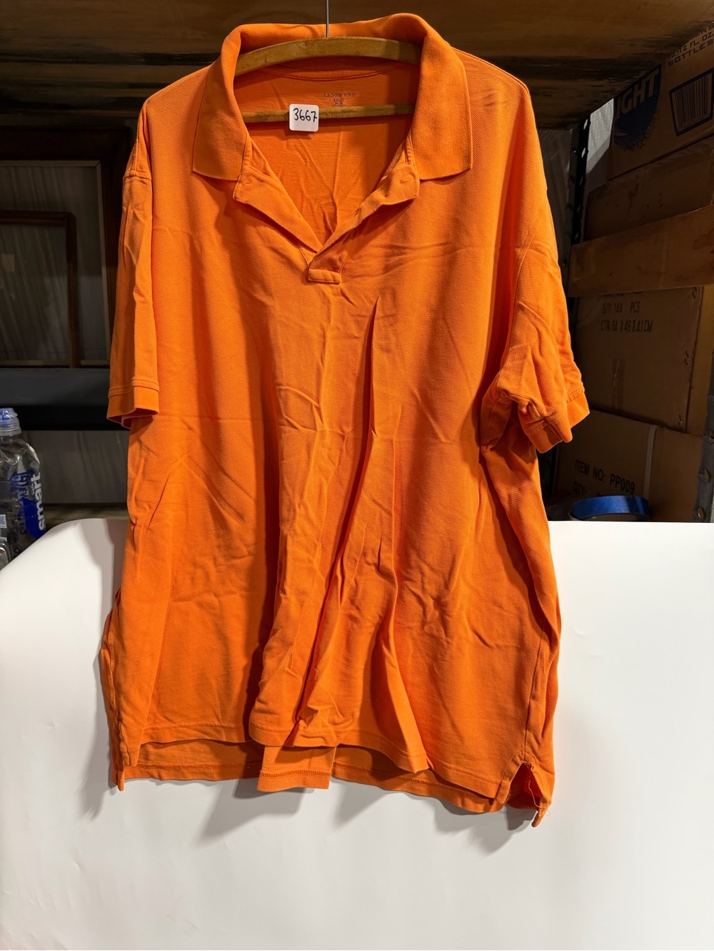#3667-Lands' End Orange Short-Sleeve Polo